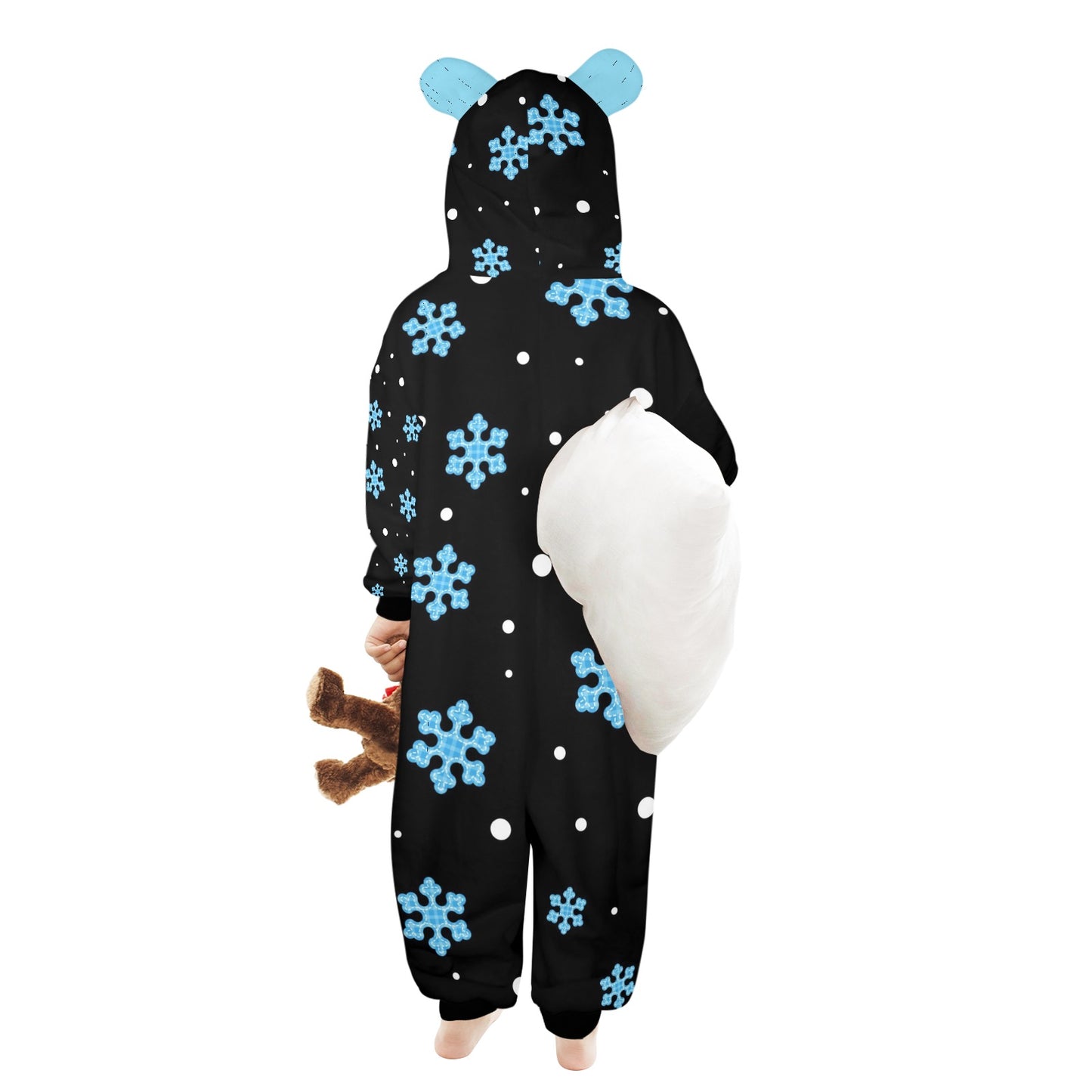 Night Snow Christmas One-Piece Zip up Hooded Pajamas for Little Kids