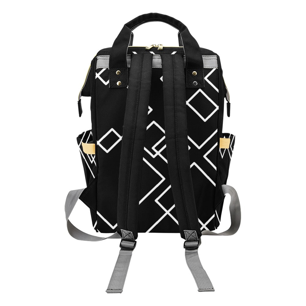 Black Squared Multi-Function Diaper Backpack/Bag