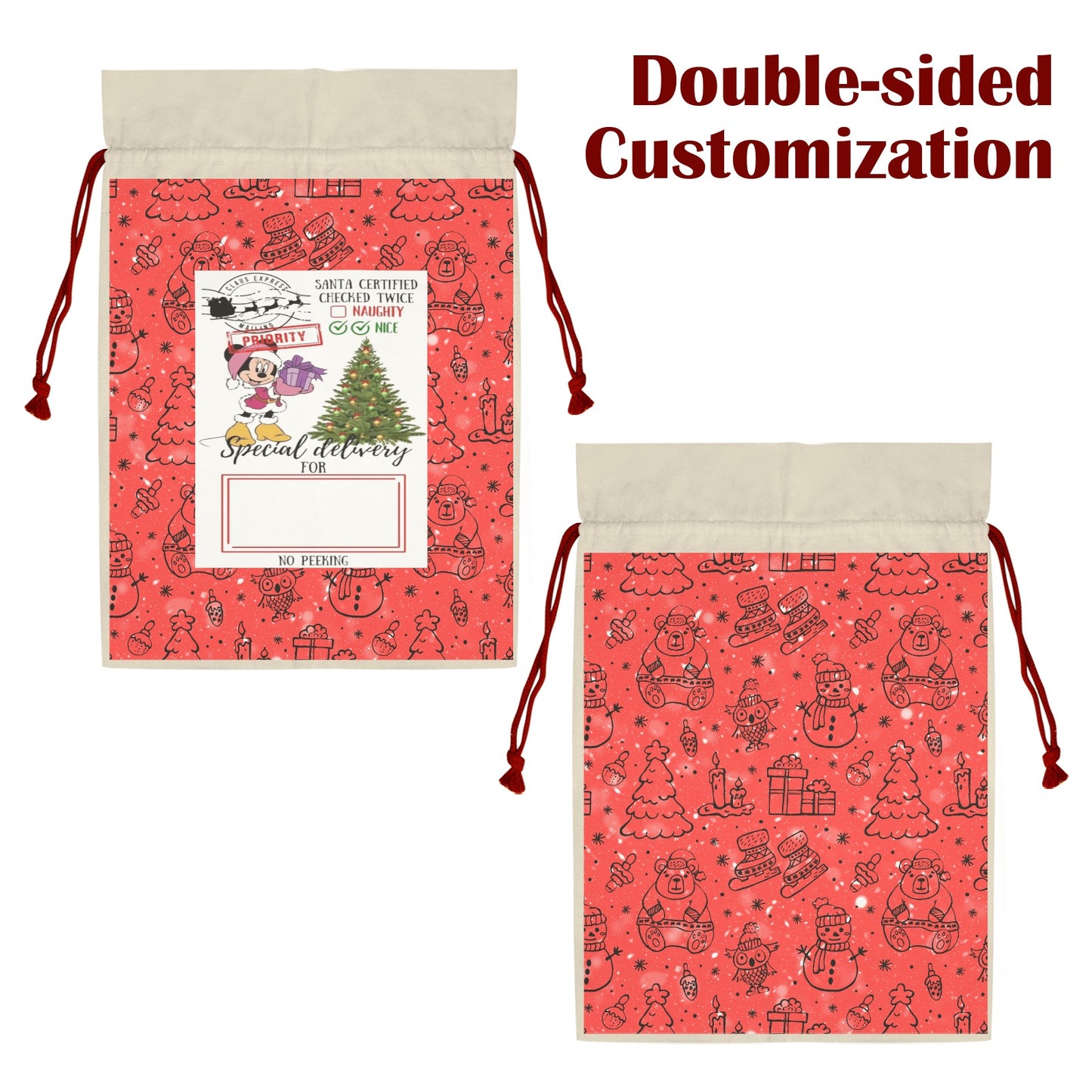 CHRISTMAS- Red Christmas Santa Claus Drawstring Bag 21"x32"