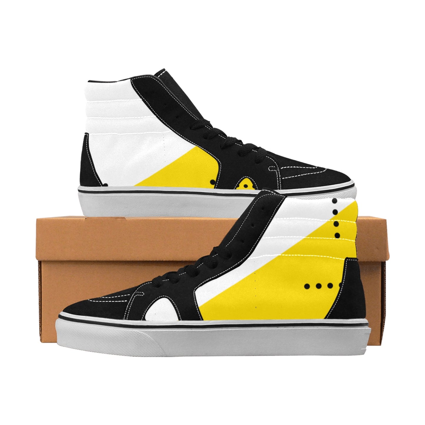 Black & Yellow Men's High Top Skateboarding Shoes