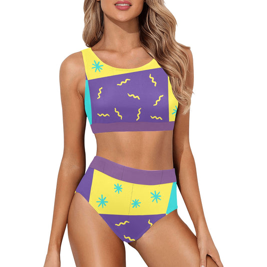 Purple Party Crop Bikini Swimsuit