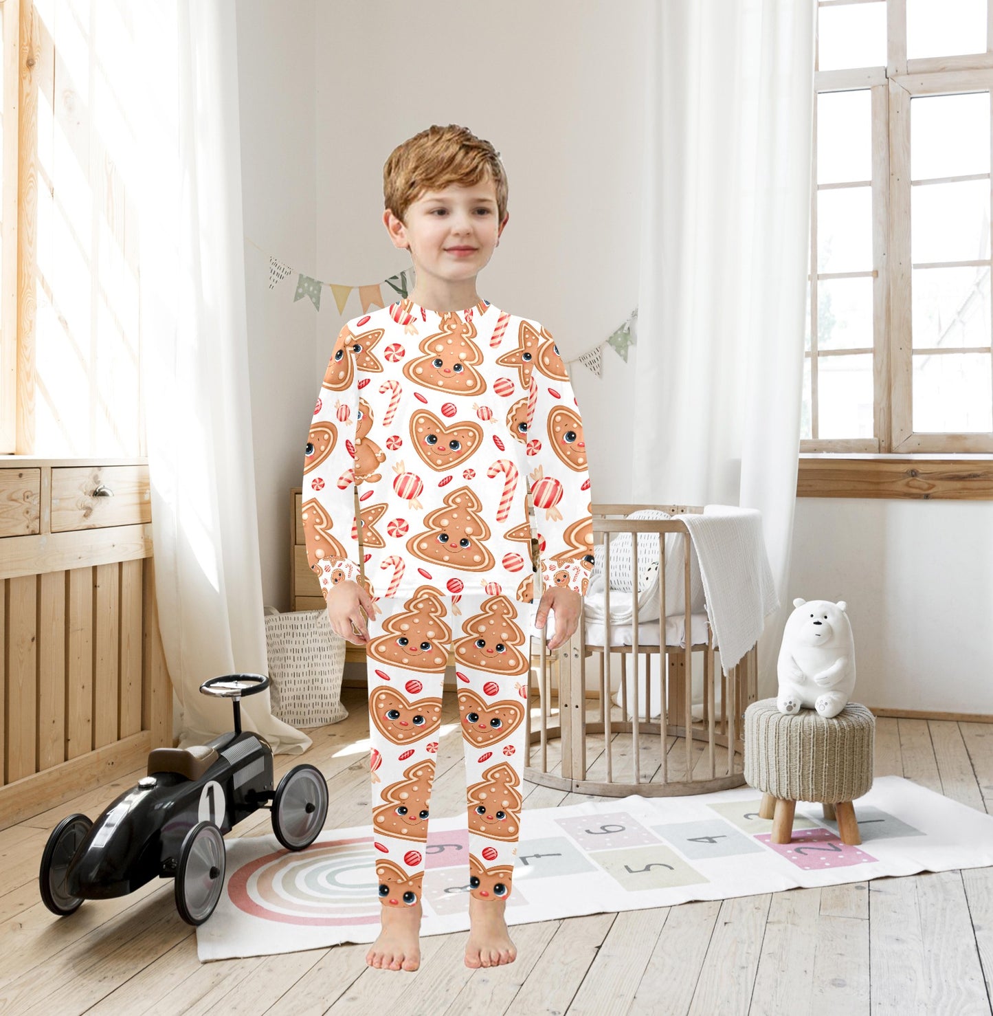 Ginger Christmas Little Kids' Crew Neck Long Pajama Set
