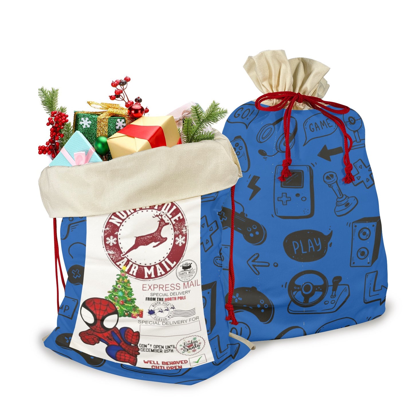 CHRISTMAS - Gamer Sack Santa Claus Drawstring Bag 21"x32"