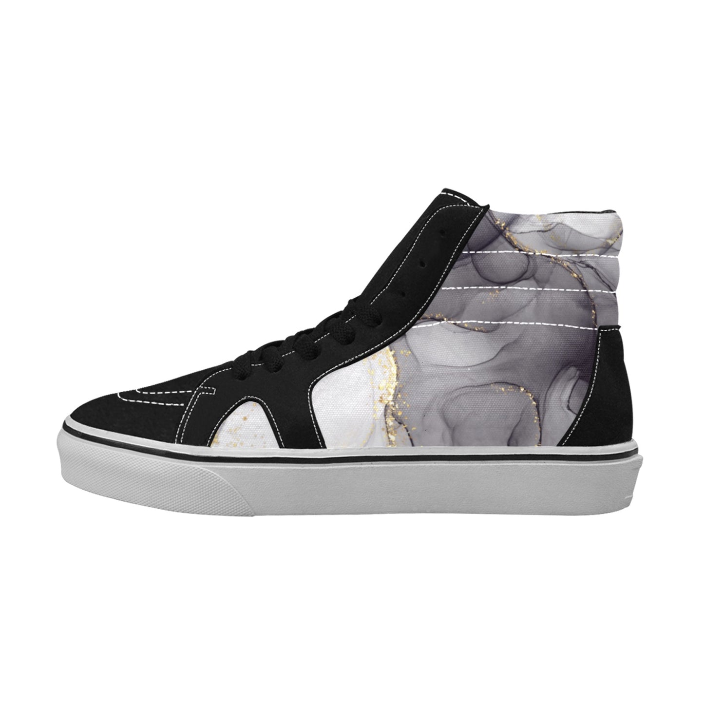 Grey Marble Women's High Top Skateboarding Shoes