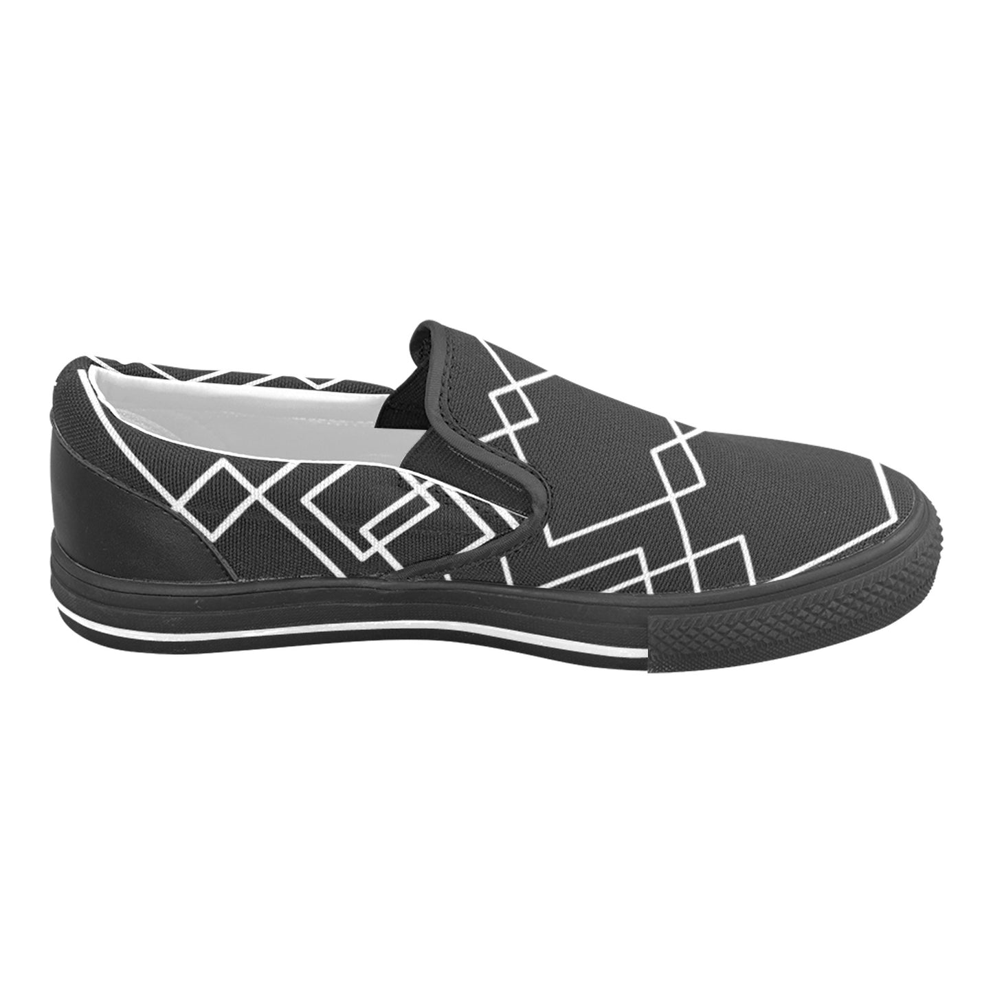 Black Squared Men's Slip-on Shoes