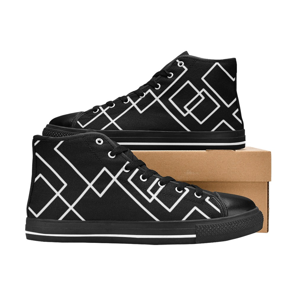 Black Squared High Top Shoes- Kids