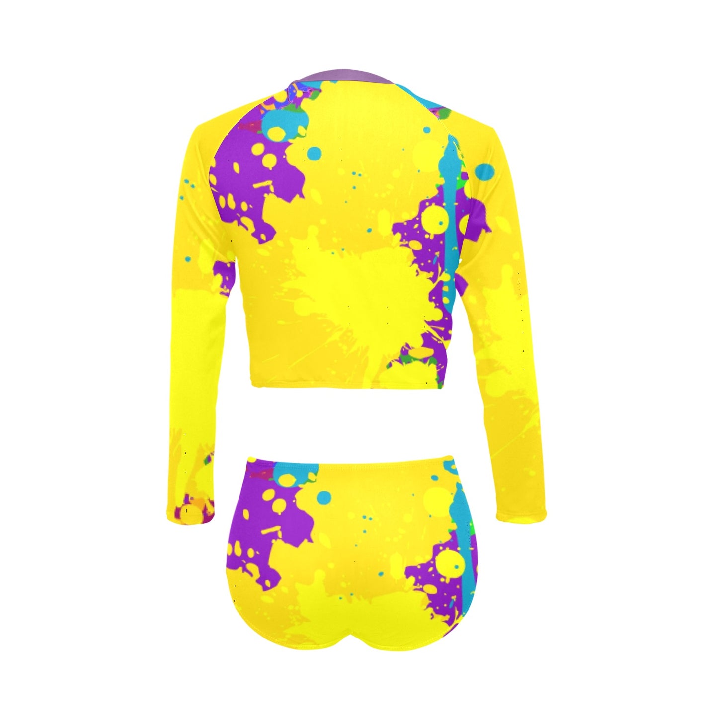 Yellow Splatter Long Sleeve Bikini Set