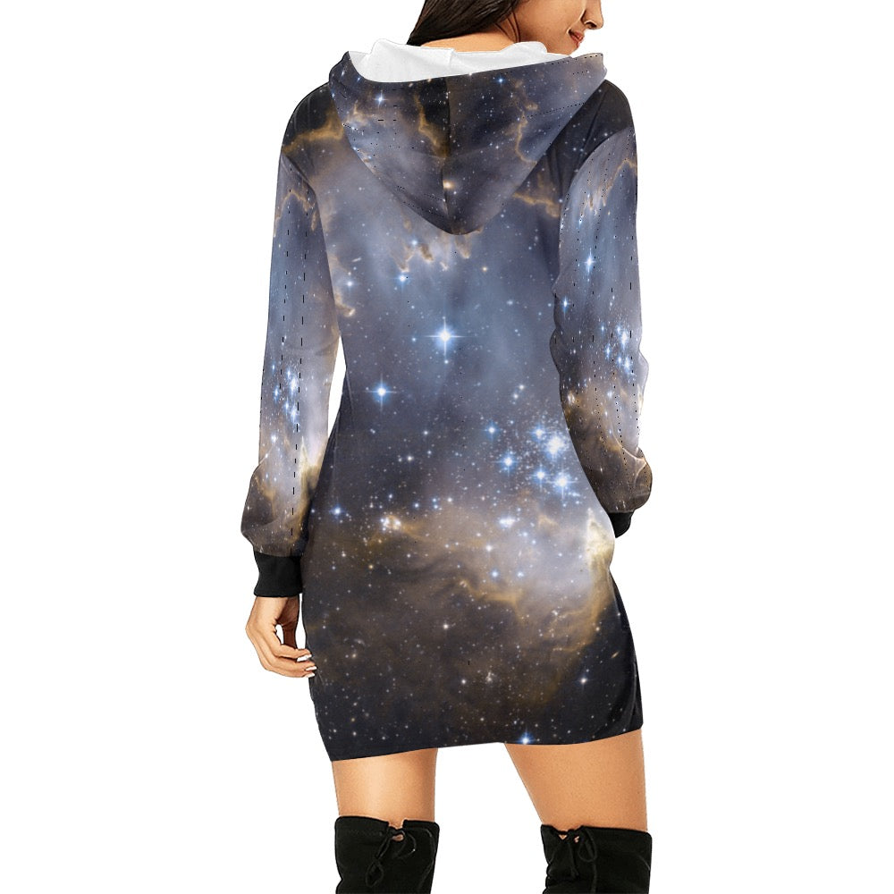 Night Galaxy Hoodie Mini Dress