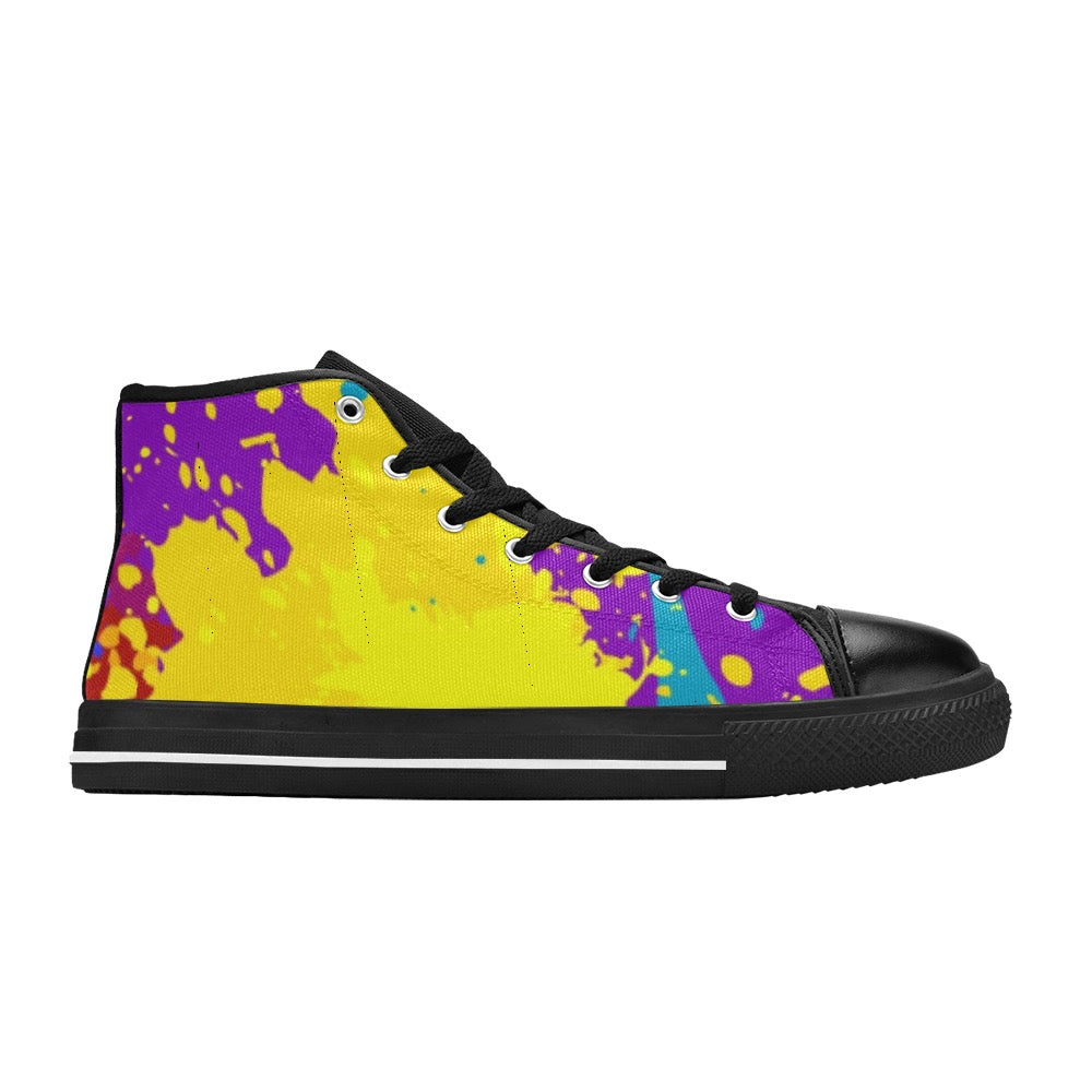 Yellow Splatter High Top Shoes-Kids