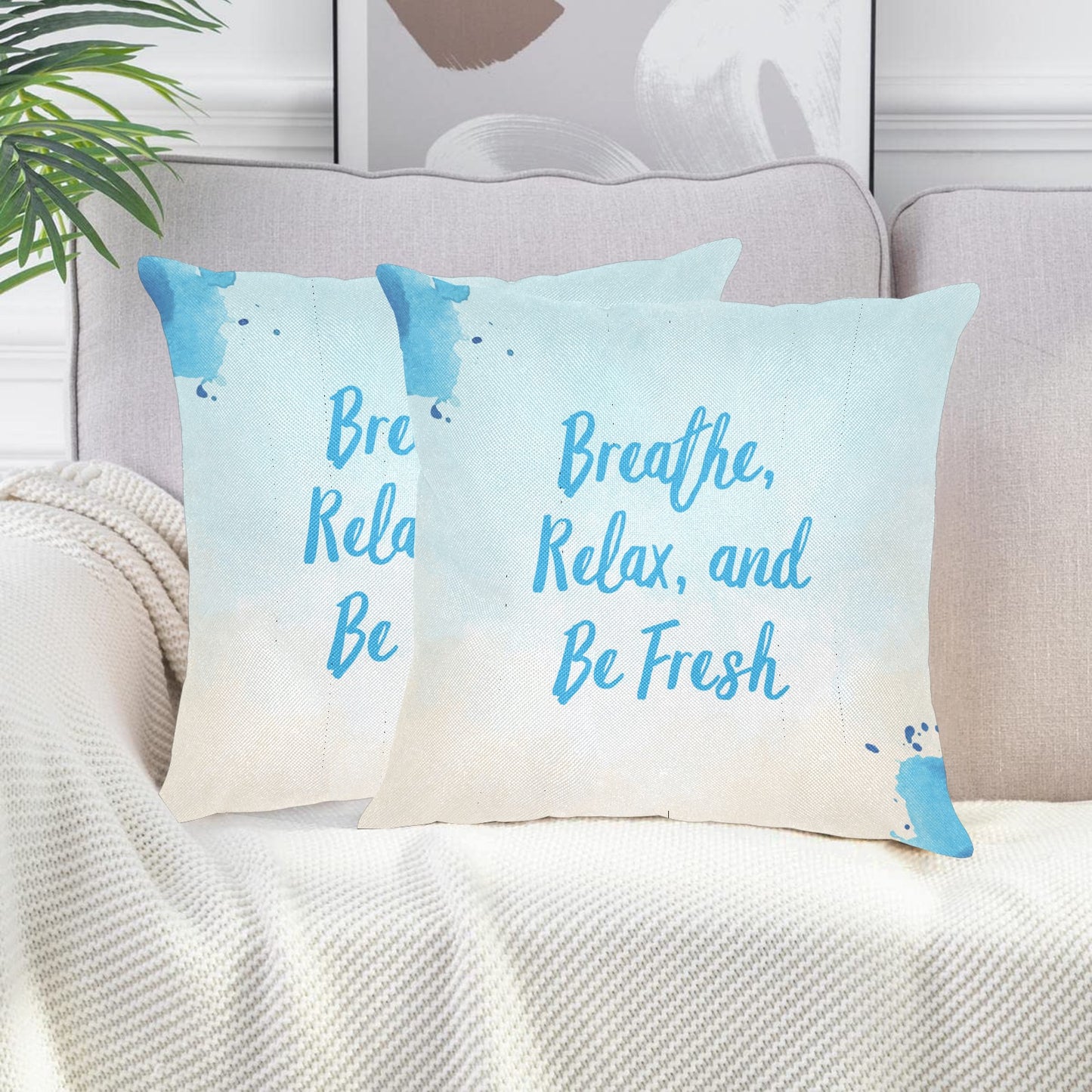 Breathe ,Relax Linen Zippered Pillowcase 18"x18"(Pack of 2)