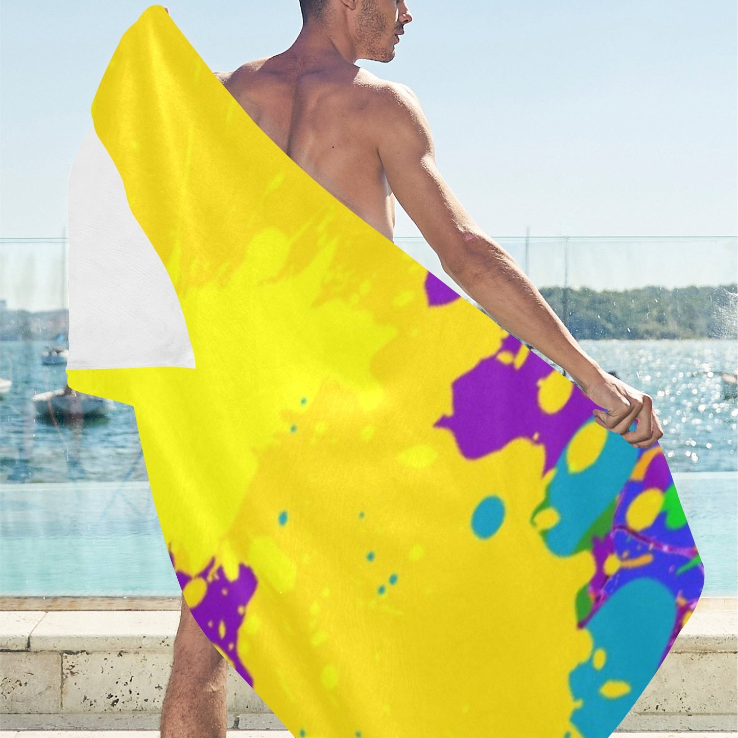 Yellow Splatter Beach Towel 32"x 71"