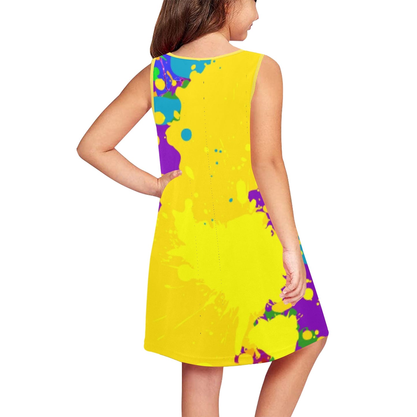 Yellow Splatter Girls' Sleeveless Dress