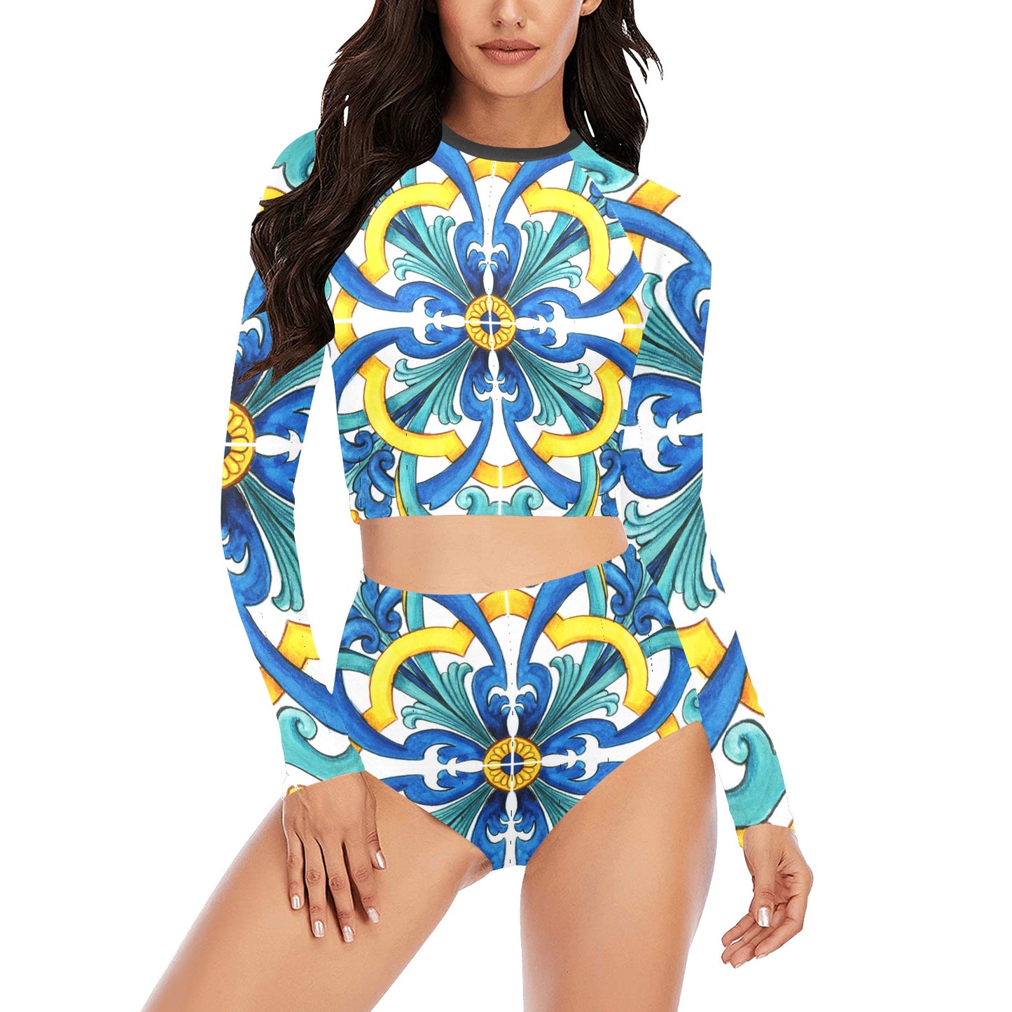 Mediterranean Long Sleeve Bikini Set