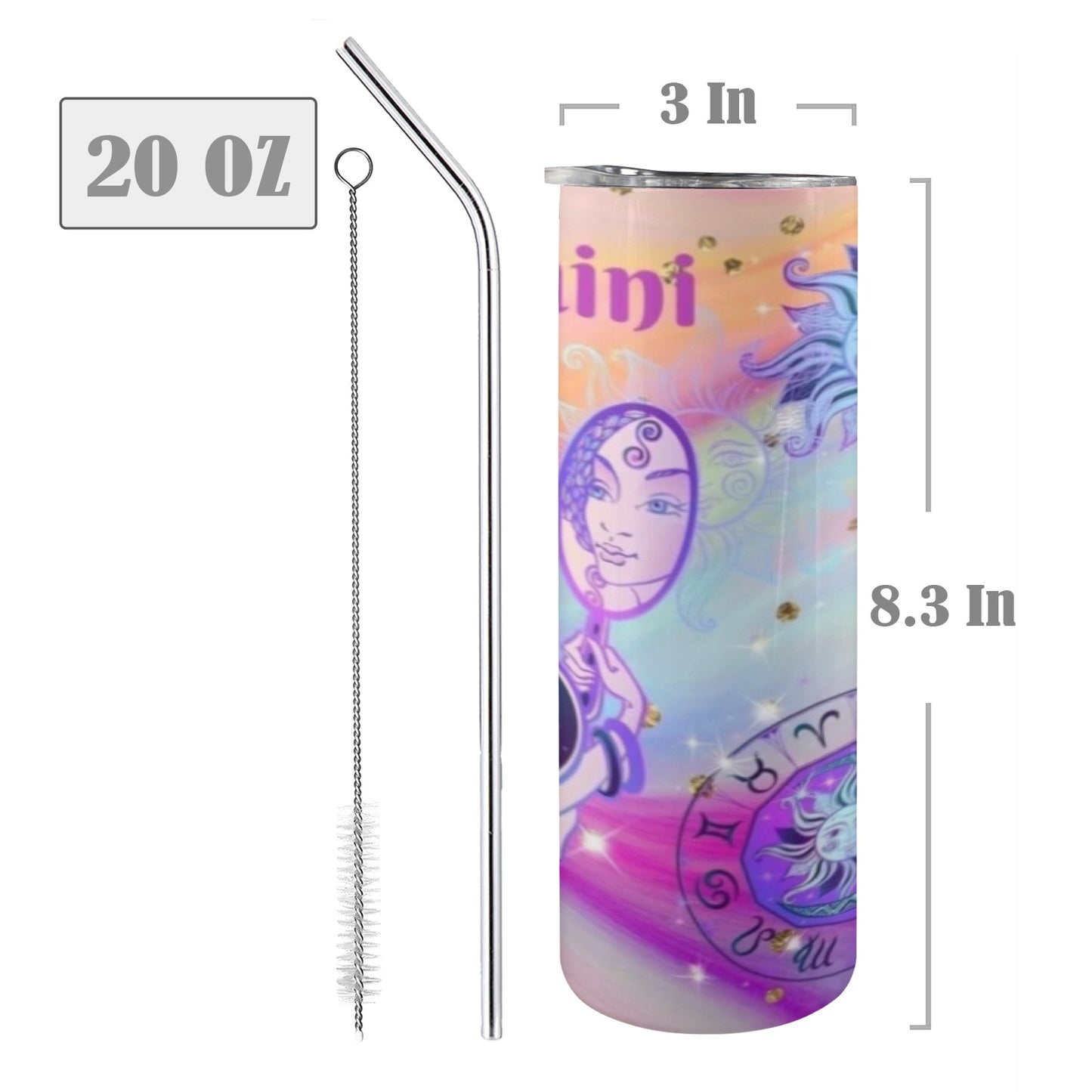 Gemini 20oz Tall Skinny Tumbler with Lid and Straw