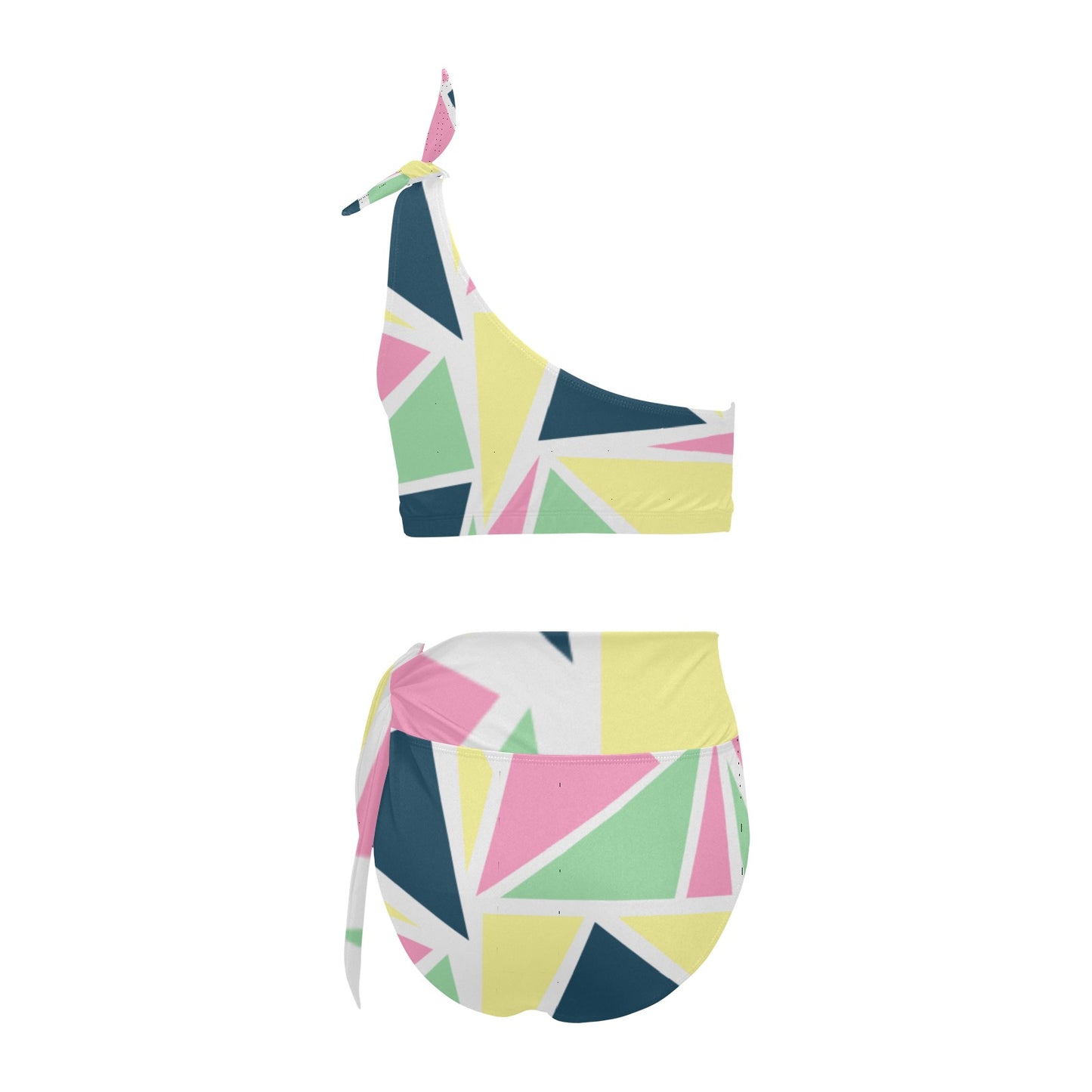 Colored Angles One Shoulder Bikini Set