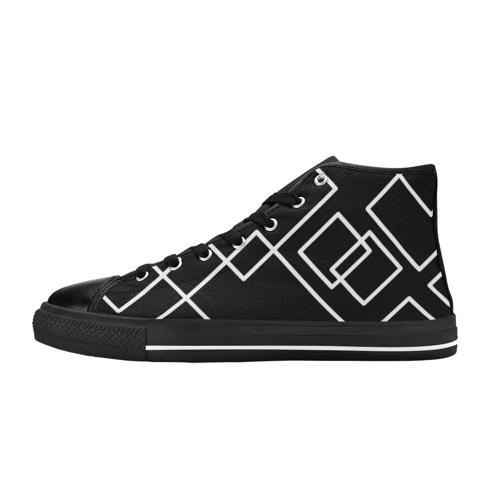 Black Squared High Top Shoes- Kids