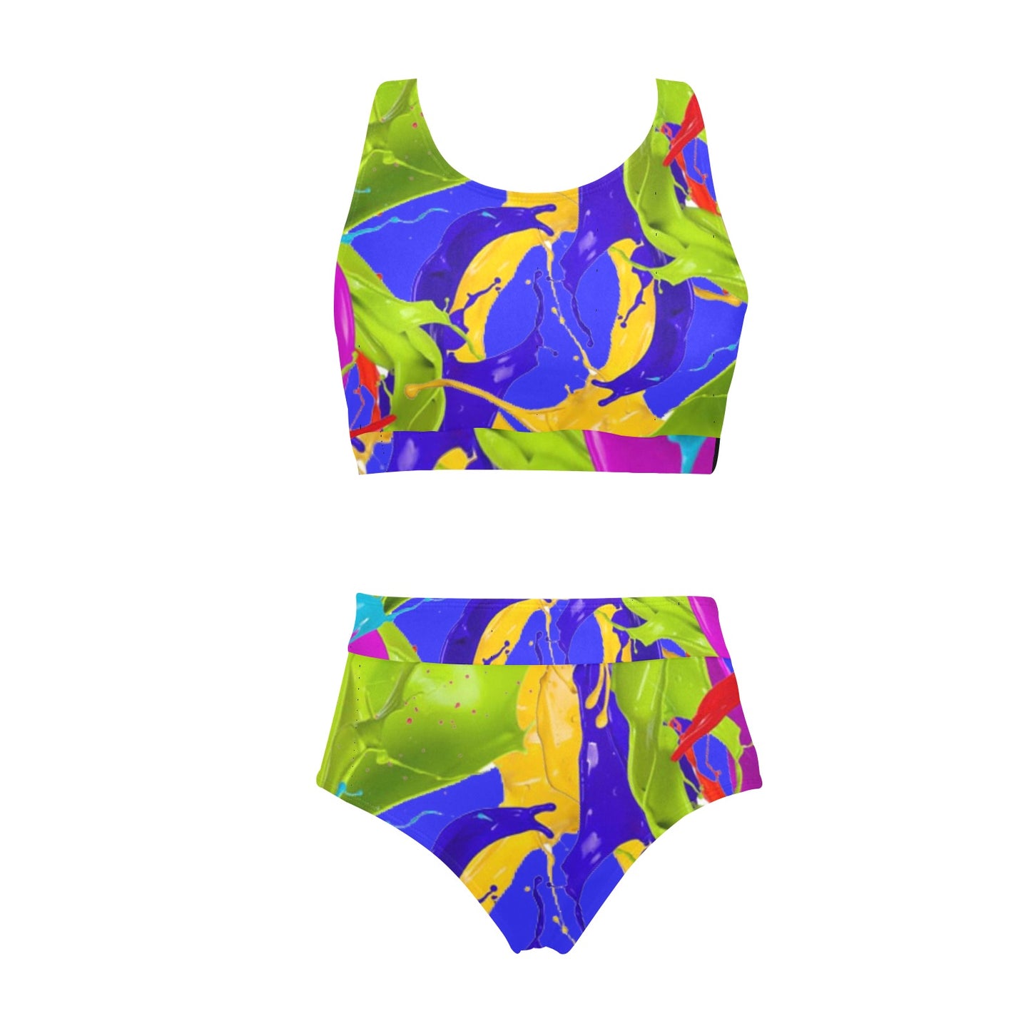 Color Mix Crop Top Bikini Set