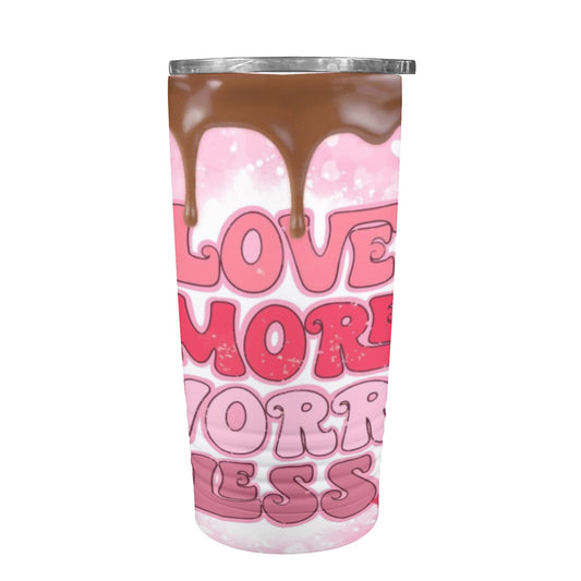 Love More Worry Less Valentines Day 20oz Insulated Stainless Steel Mobile Tumbler