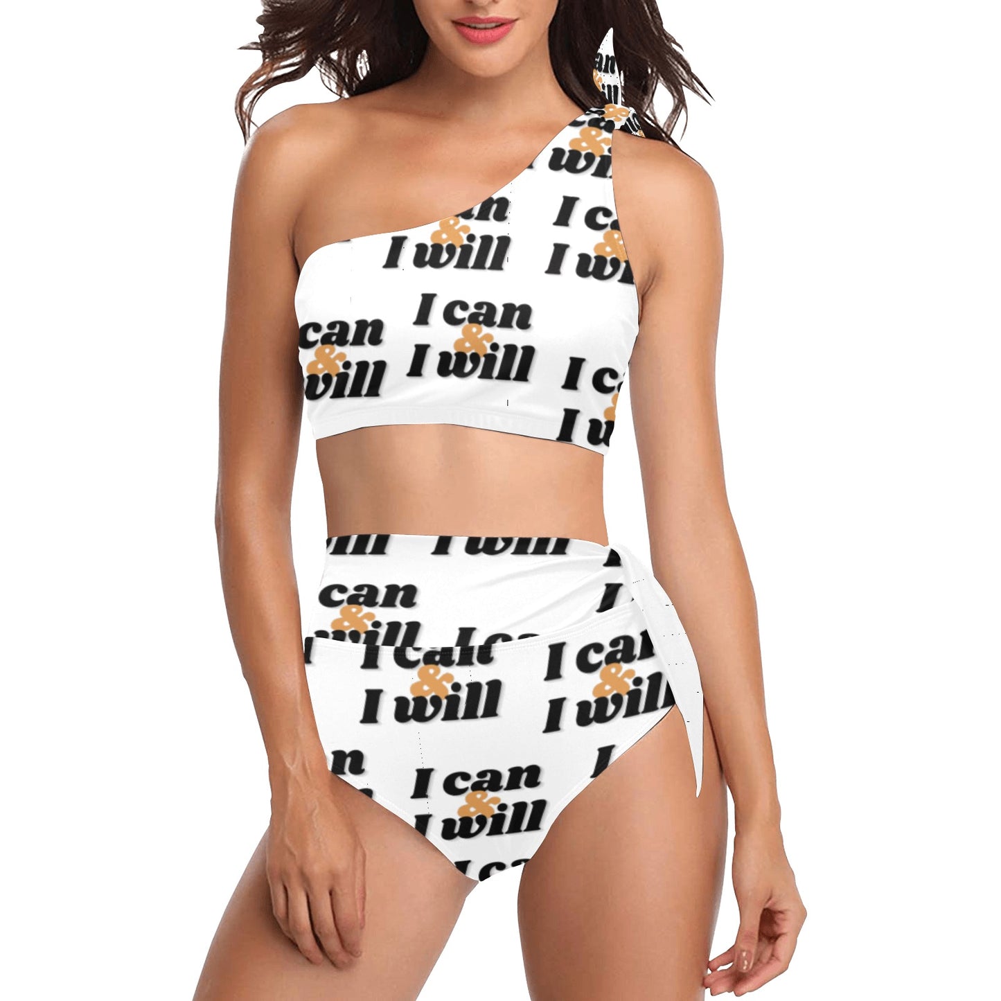 I Can & I Will One Shoulder Bikini Set