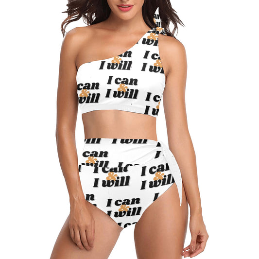 I Can & I Will One Shoulder Bikini Set