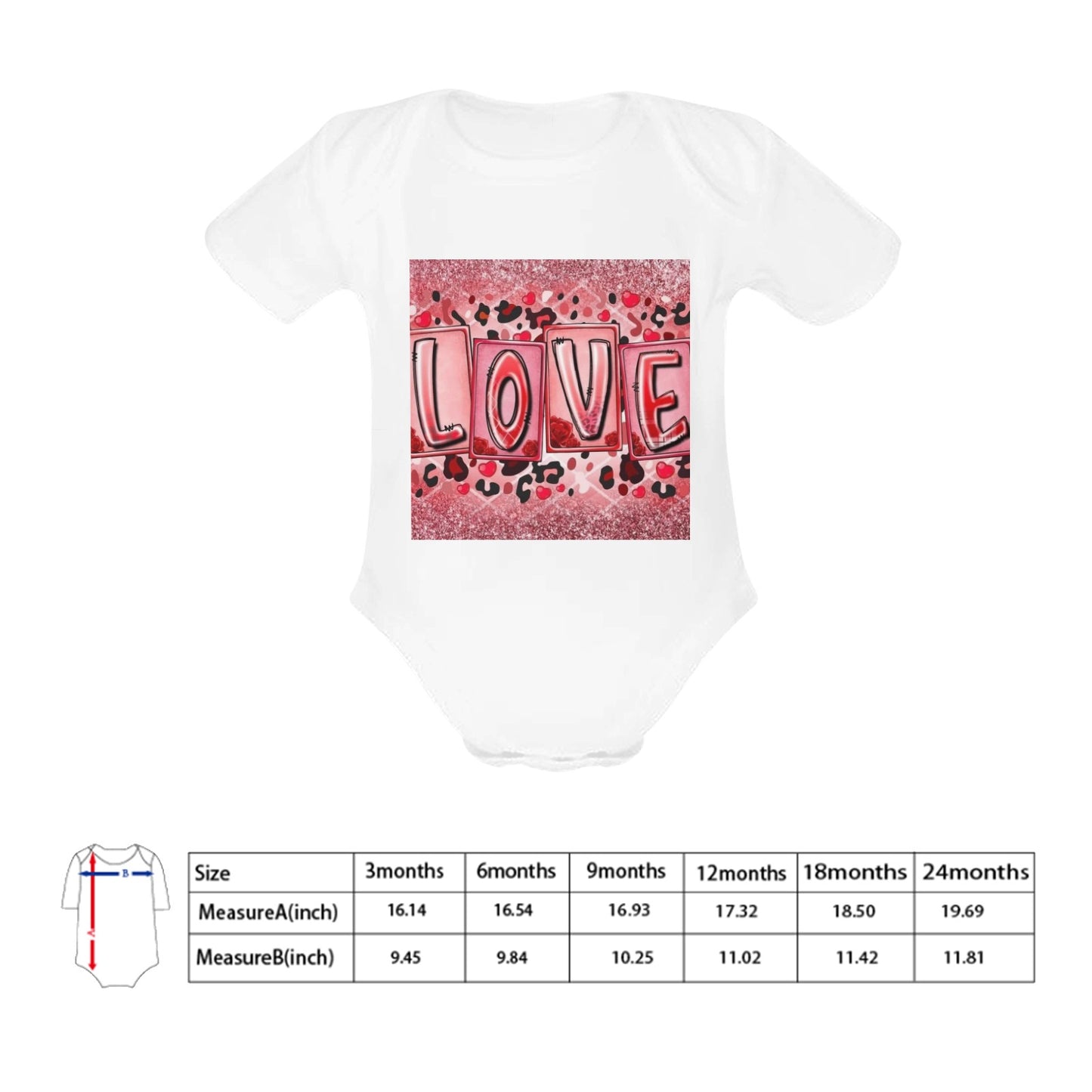 Love Valentines Day Organic Short Sleeve One Piece