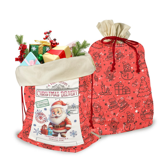 CHRISTMAS- Red Christmas Santa Claus Drawstring Bag 21"x32"