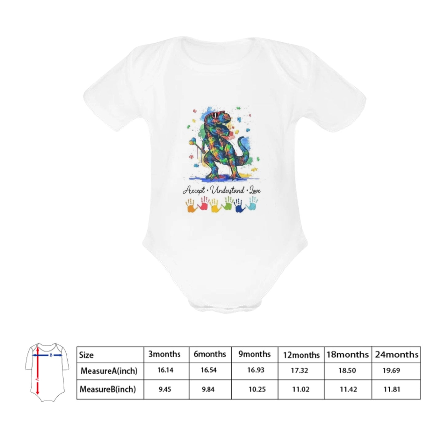 Accept, Understand, Love Baby Short Sleeve Onesie