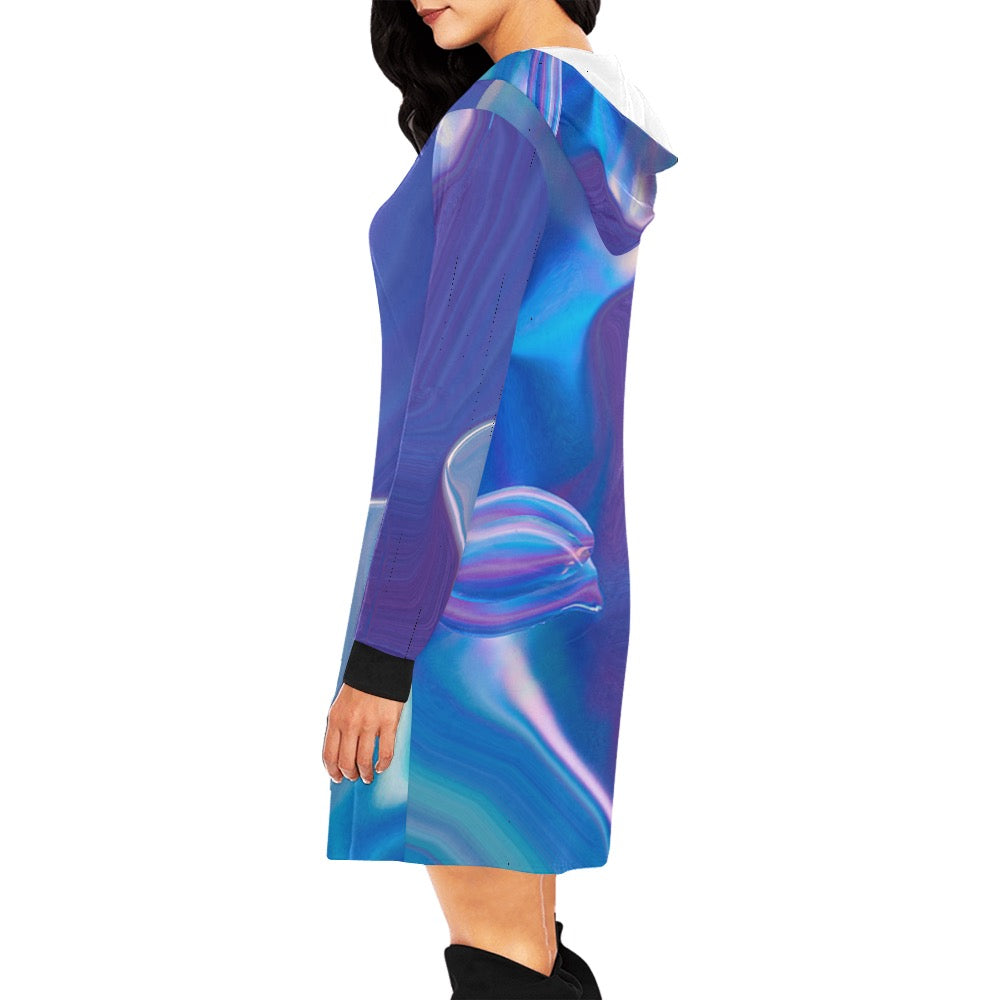 Blue Aura Hoodie Mini Dress