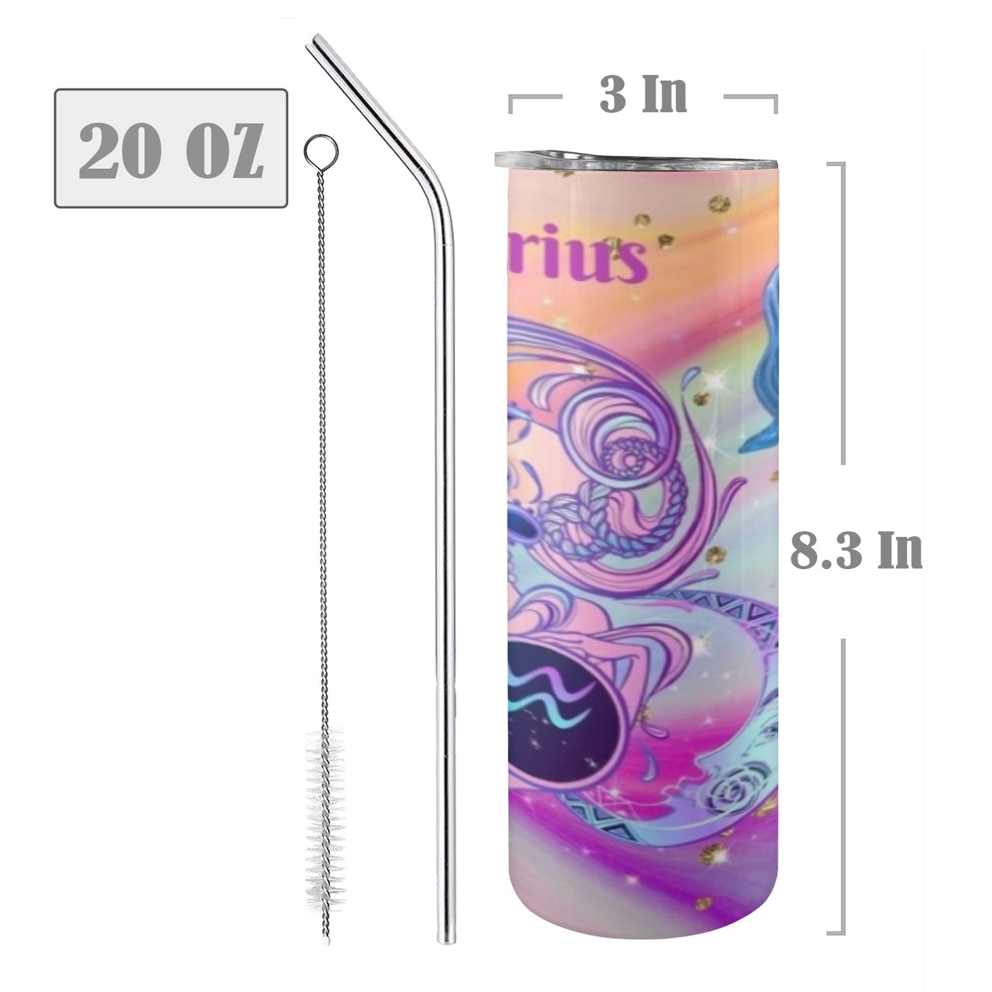 Aquarius 20oz Tall Skinny Tumbler with Lid and Straw