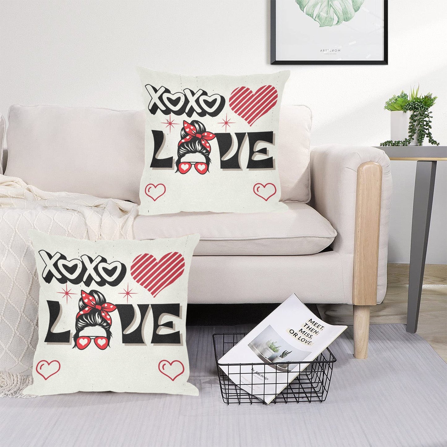 XOXO Love Linen Zippered Pillowcase 18"x18"(Pack of 2)