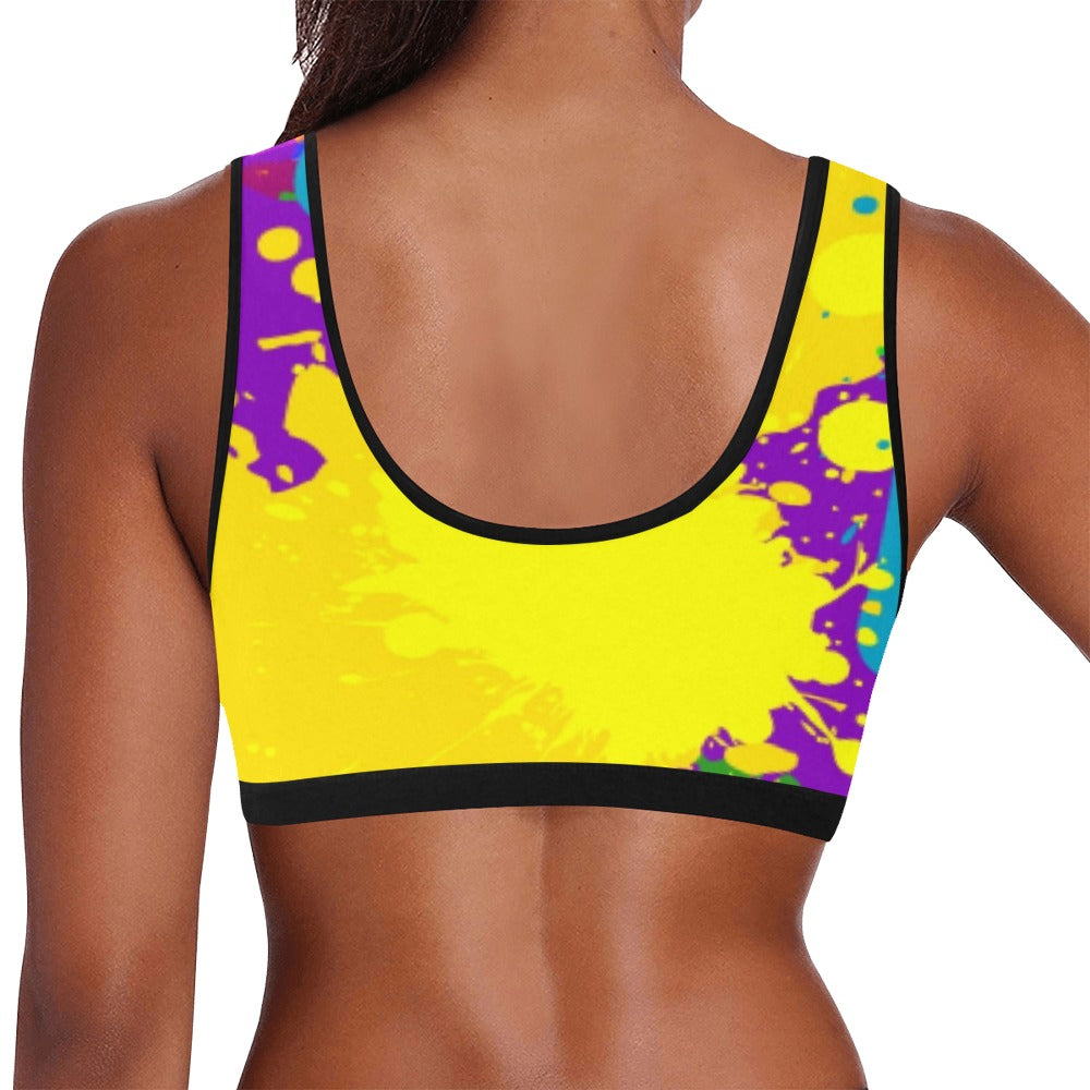 Yellow Splatter Women's Sports Bra