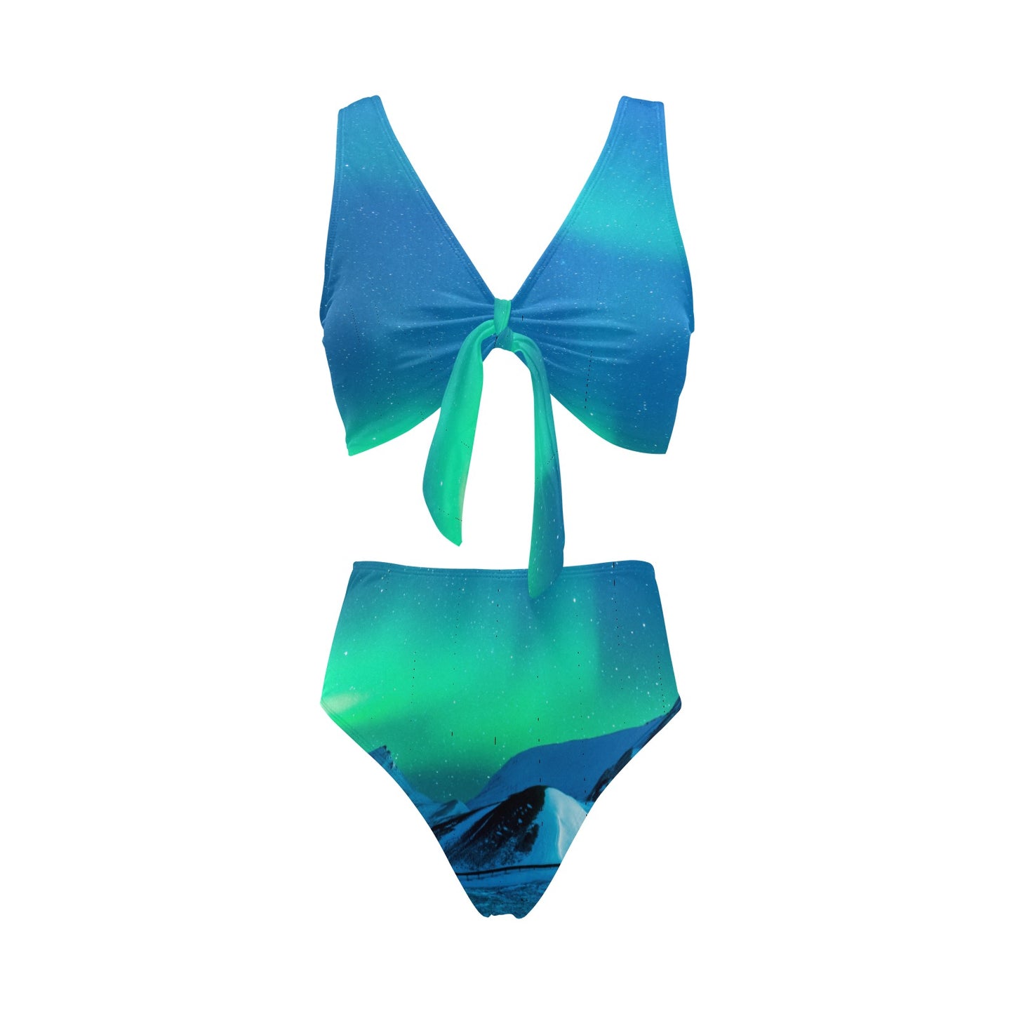 Blue Eclipse Chest Bow Tie Bikini Swimsuit