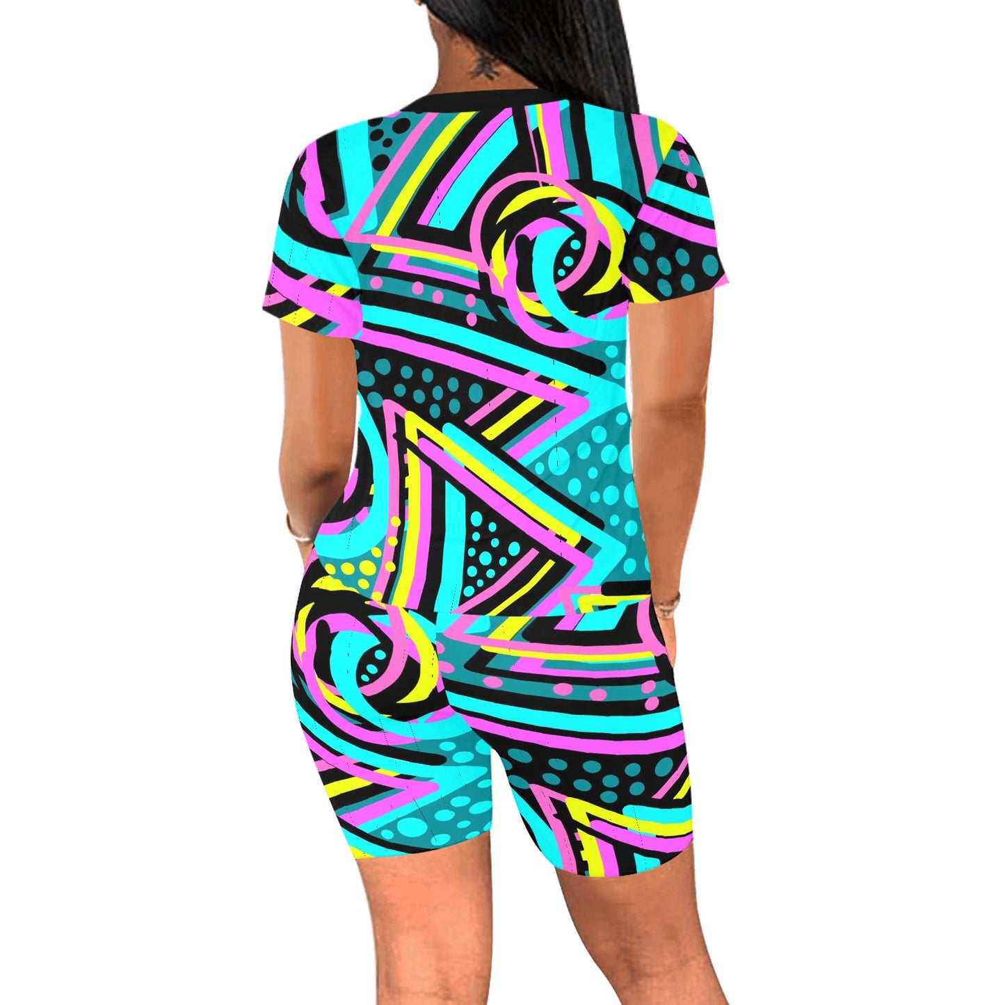 Colorful Geometric Women's Short Set