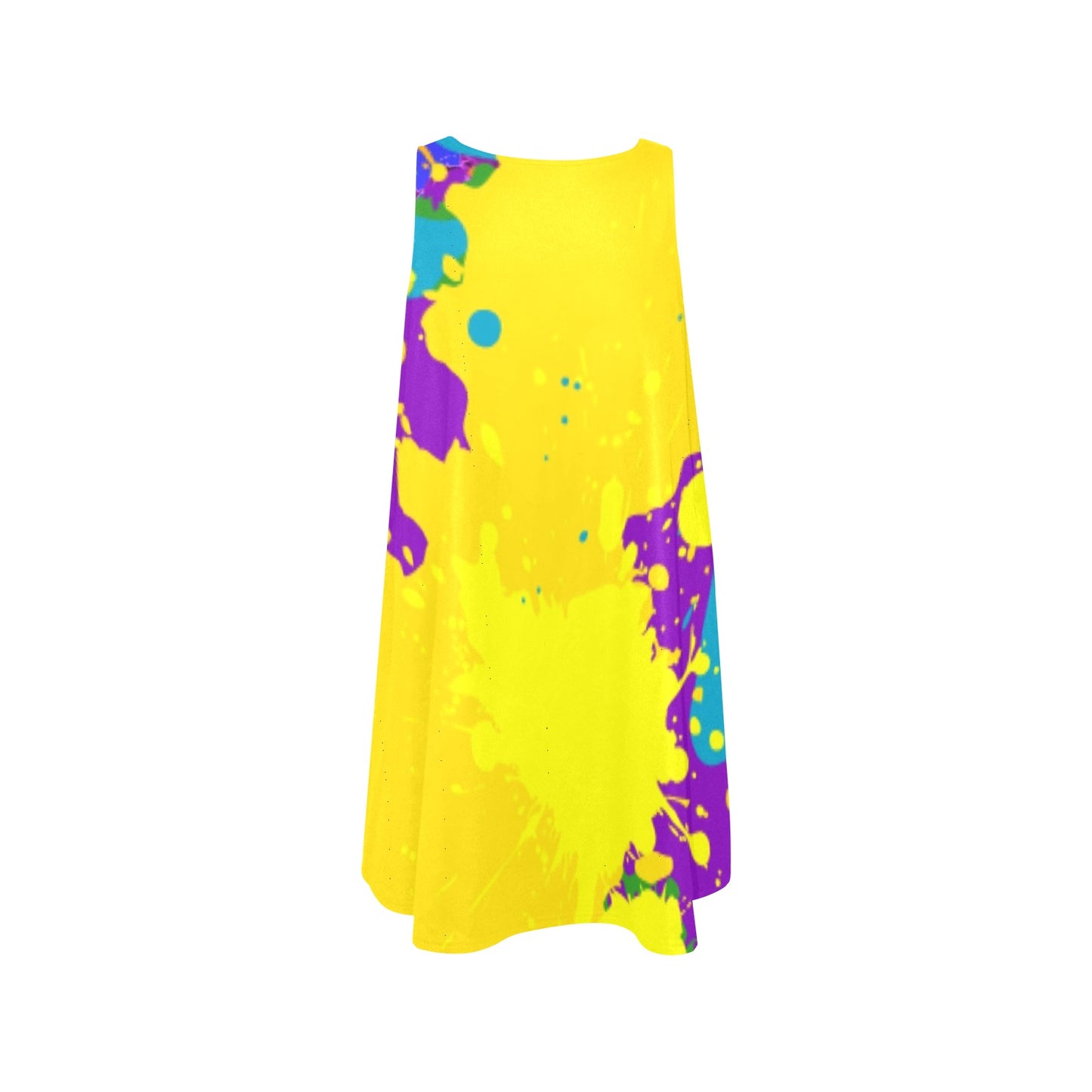 Yellow Splatter Sleeveless A-Line Pocket Dress