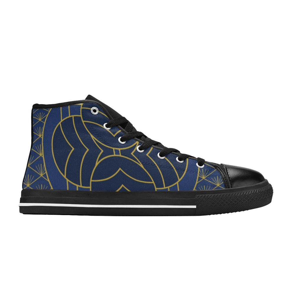 Navy Cut High Top Shoes- Kids