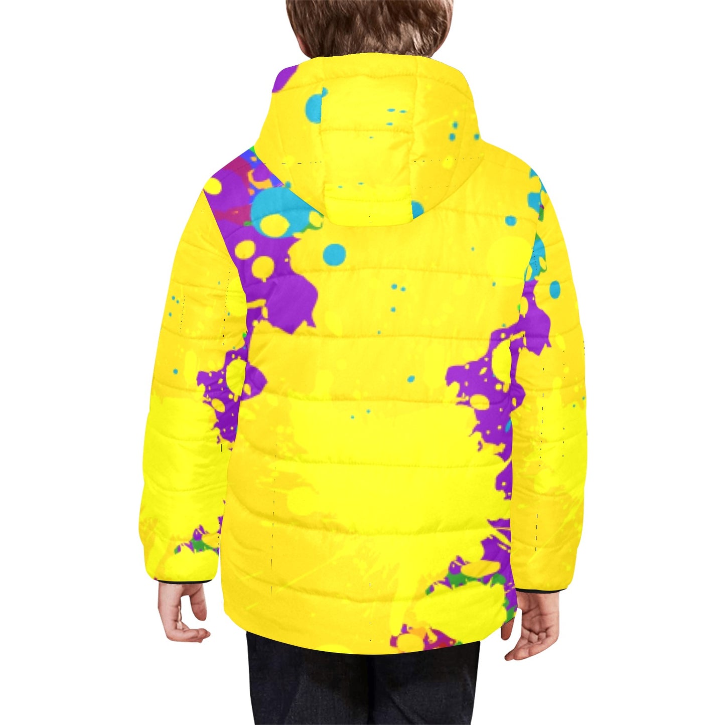 Yellow Splatter Kids Hooded Jacket