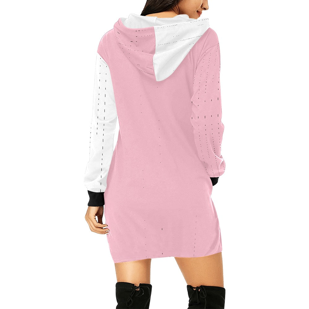 White & Pink Hoodie Mini Dress