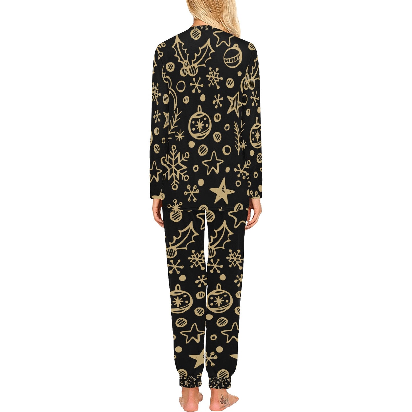 Gold Ornaments Christmas Women's Pajama Set