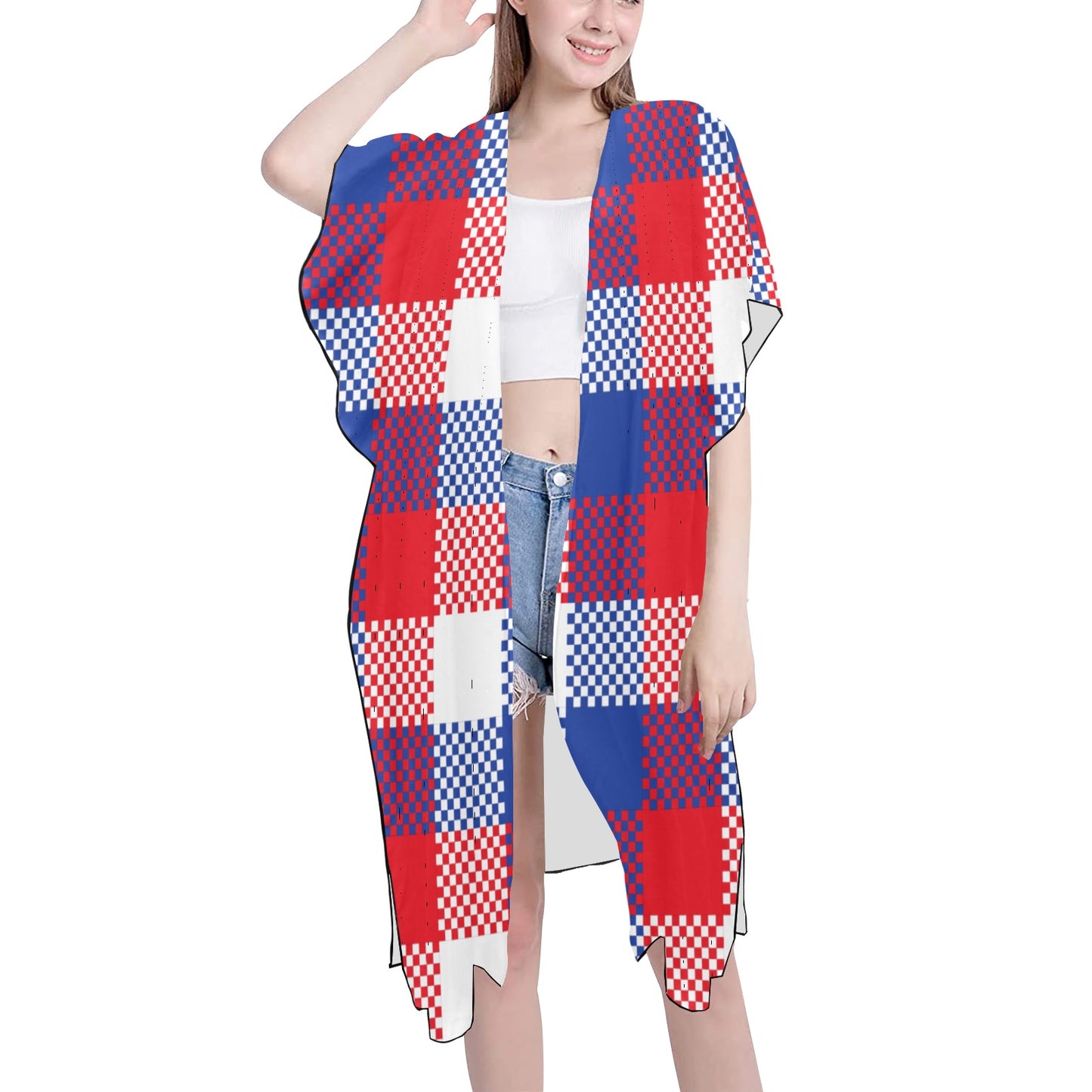 Red, White & Blue Chiffon Cover Up