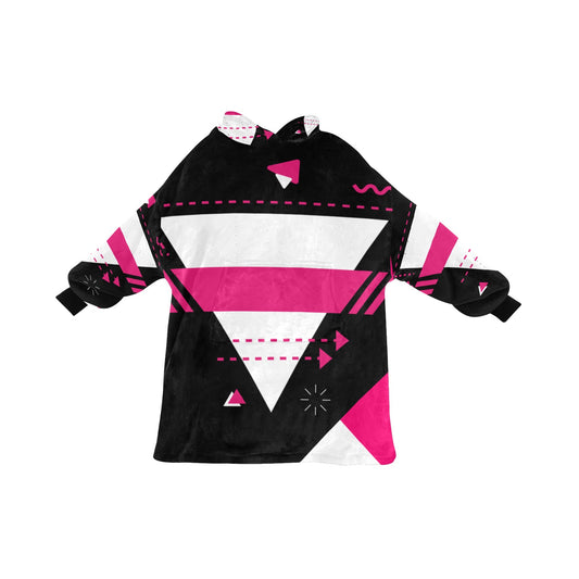 Pink and Black Blanket Hoodie for Adults