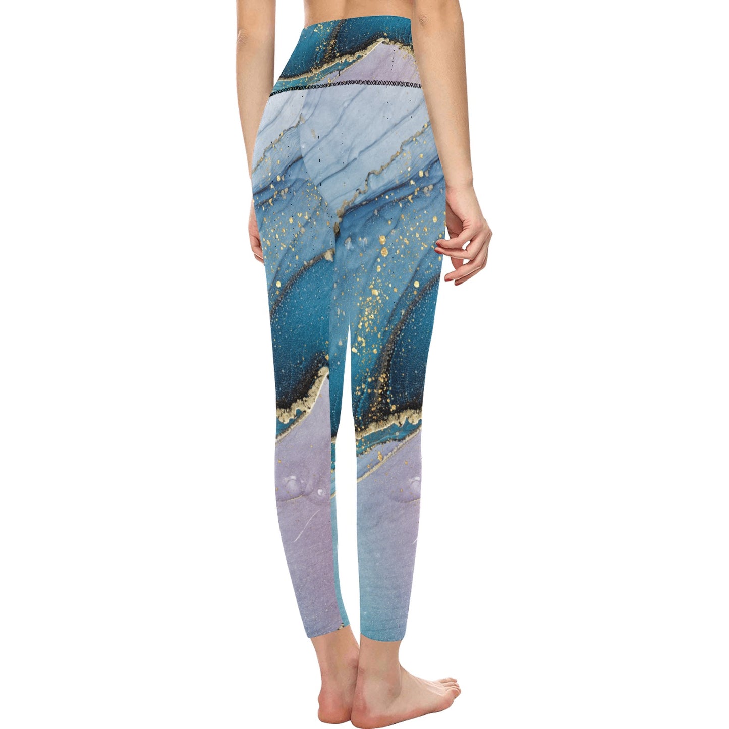 Blue Marble Women's High-Waisted Leggings