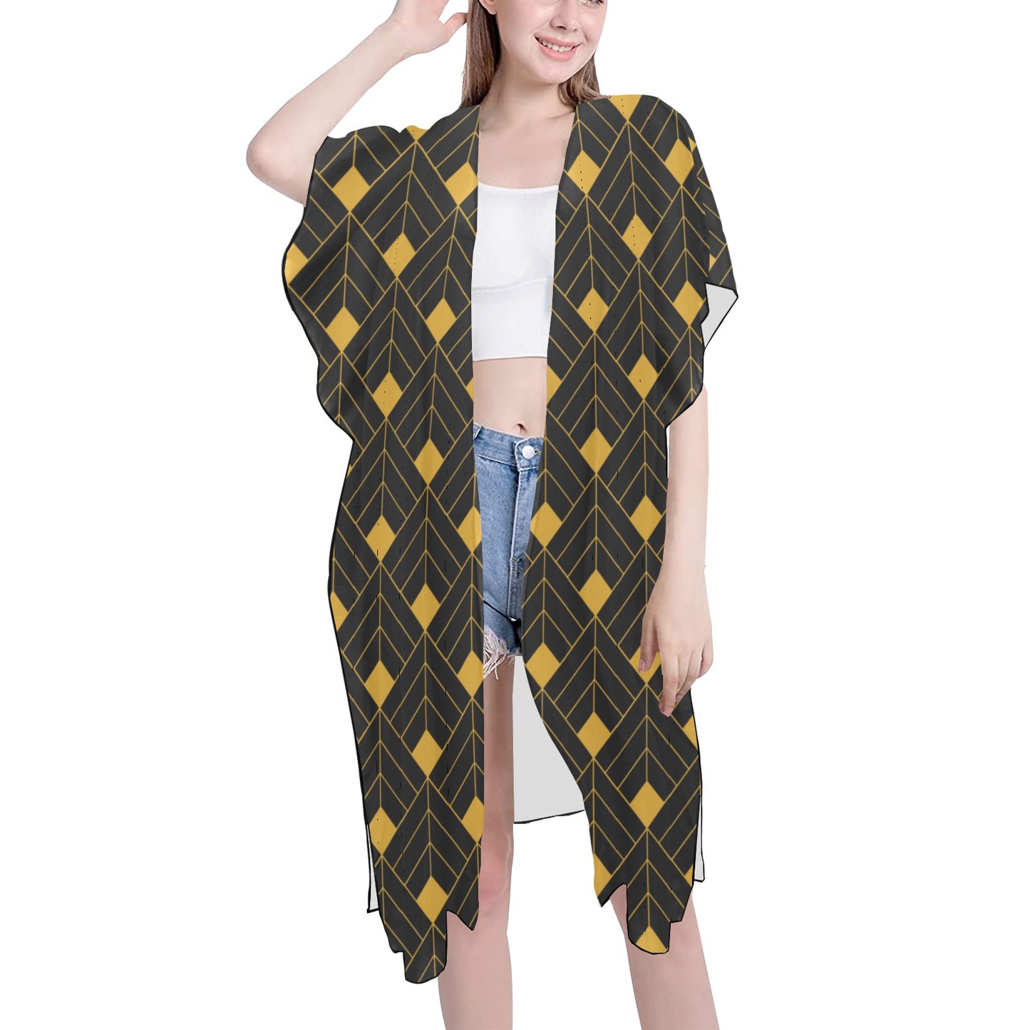 Gold Diamond Chiffon Cover Up