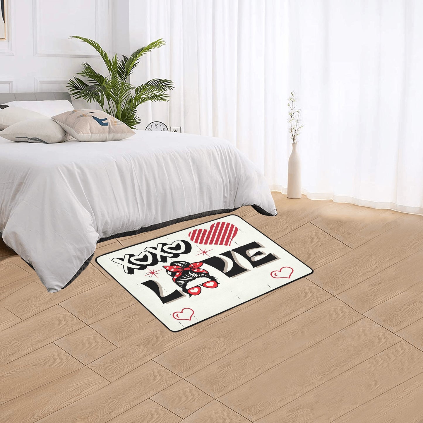 XOXO Love Area Rug with Black Binding 2'7"x 1'8‘’