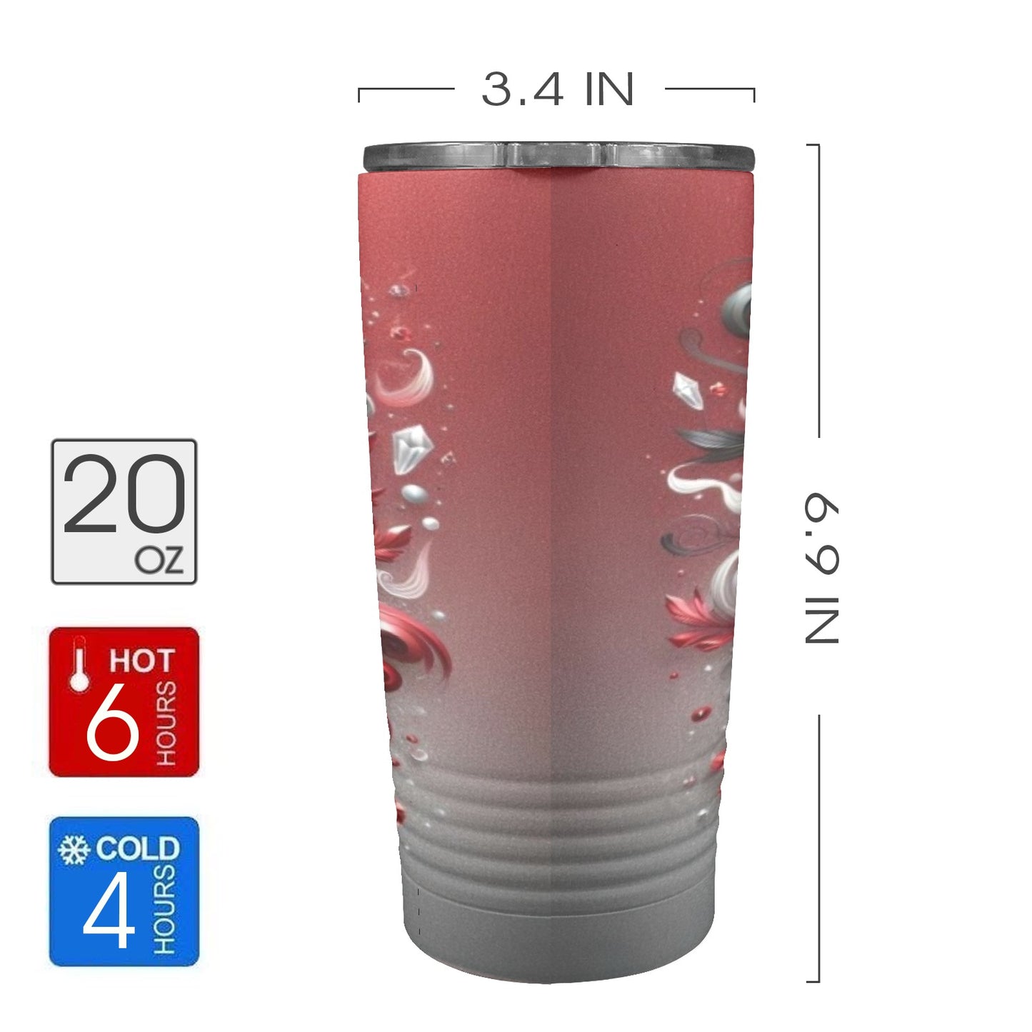 Queen- Red/Black 20oz Insulated Stainless Steel Mobile Tumbler