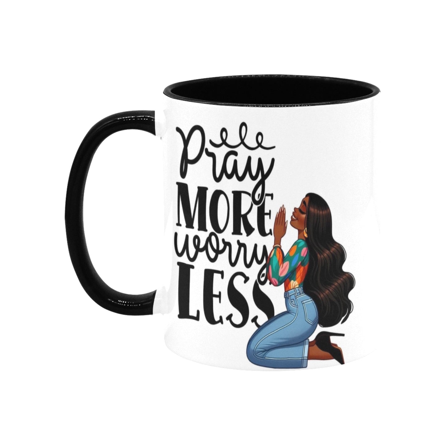 Pray more worry less Custom Inner Color Mug (11oz)