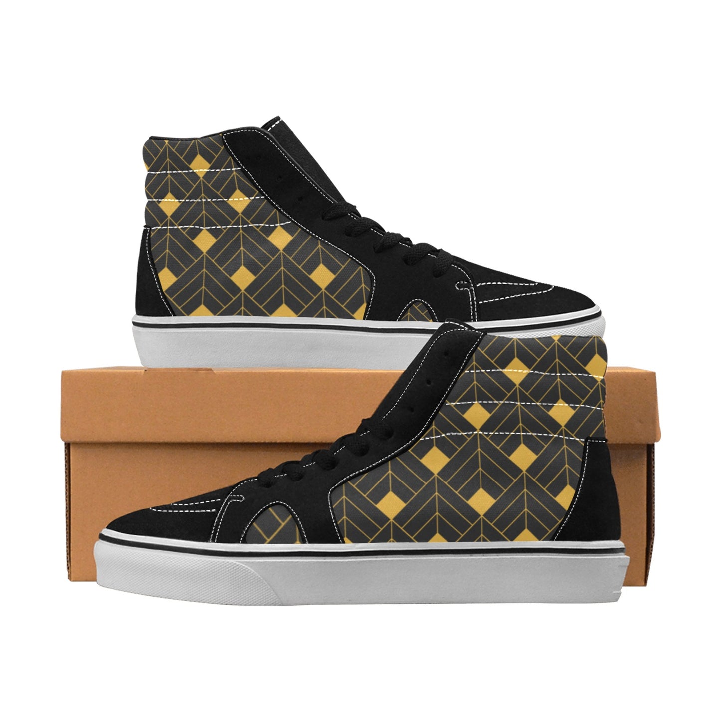 Gold Diamond Men's High Top Shoes