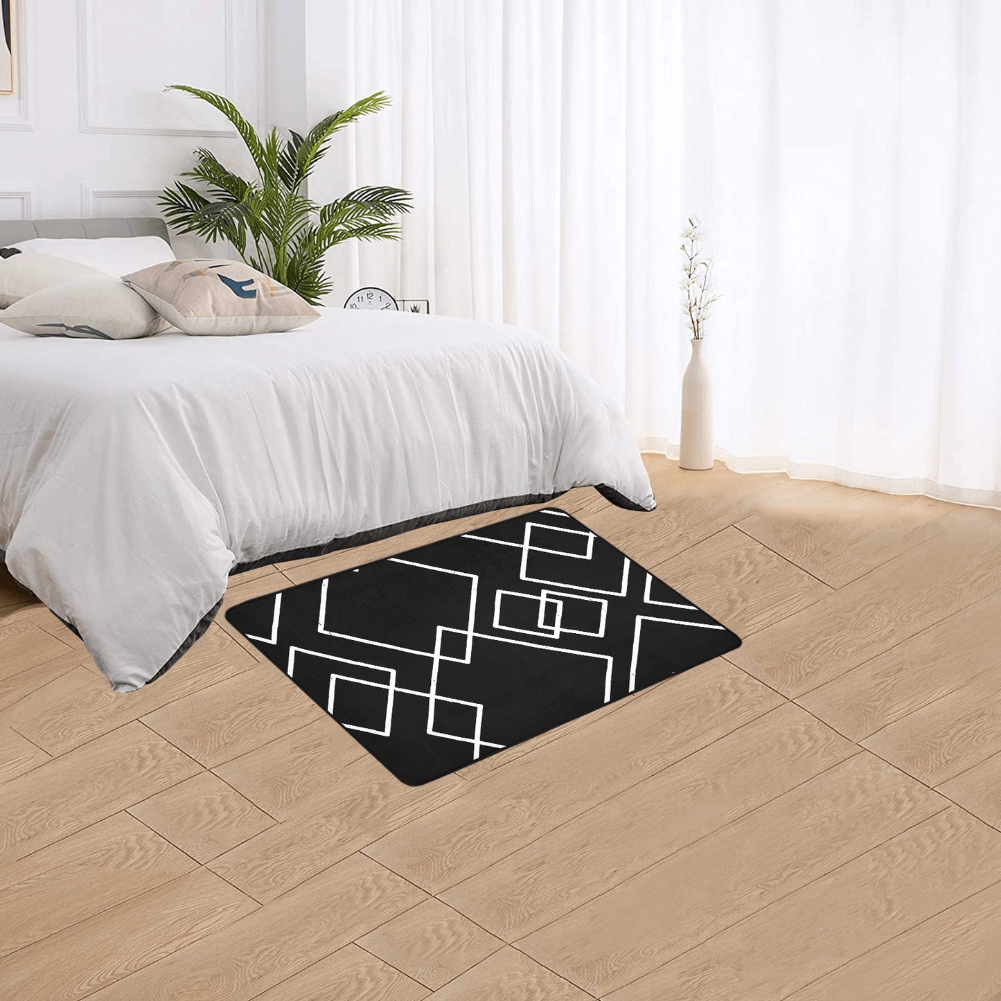 Black Squared Area Rug with Black Binding 2'7"x 1'8‘’