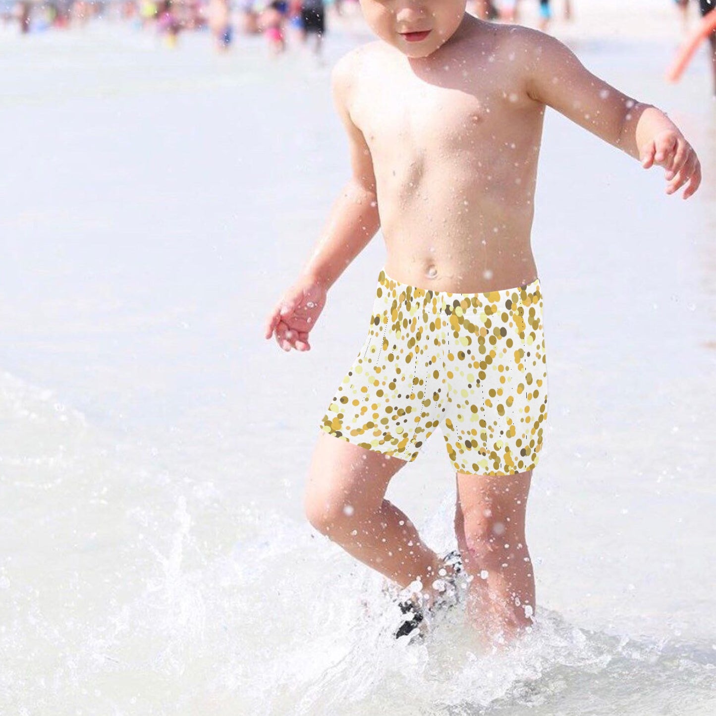 Gold Confetti Little Boys' Swimming Trunks