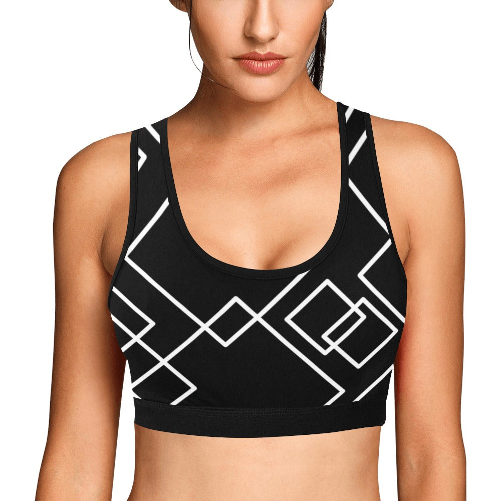 Black Squared Women's Sports Bra