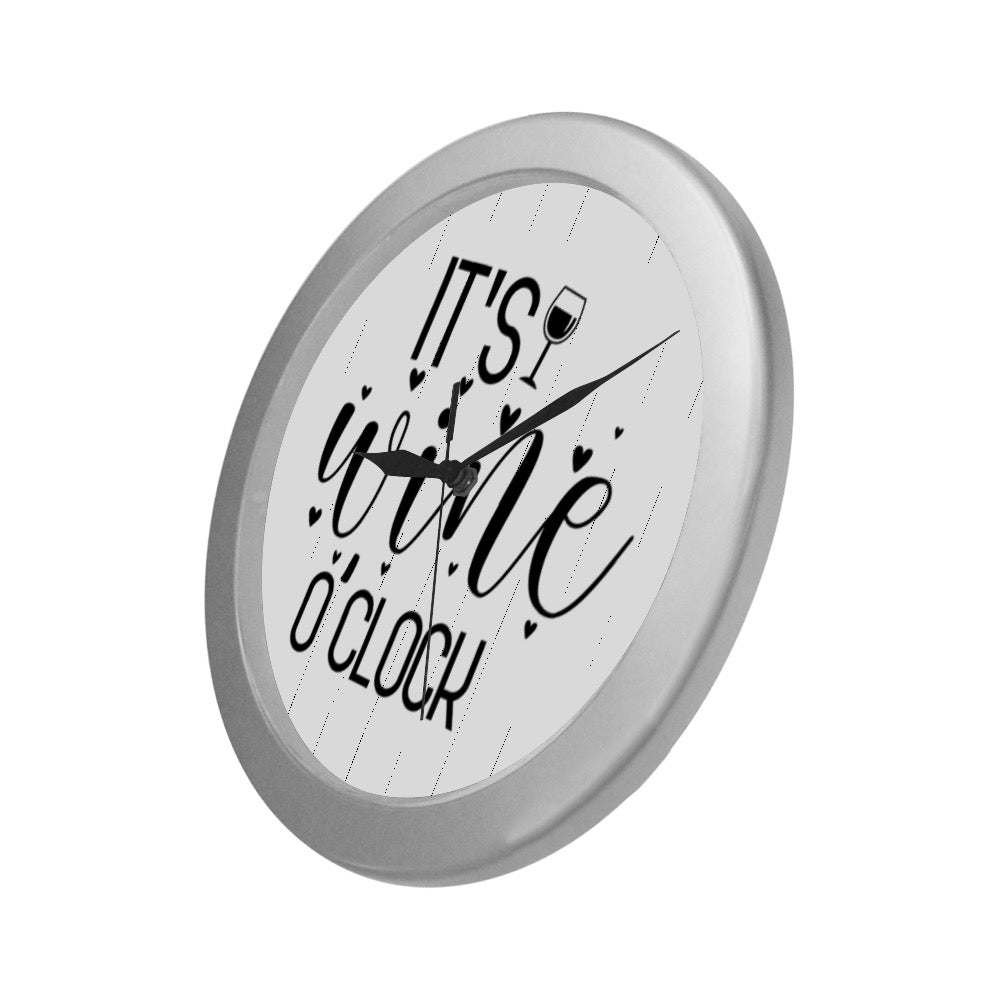 Wine O’Clock Silver Color Wall Clock